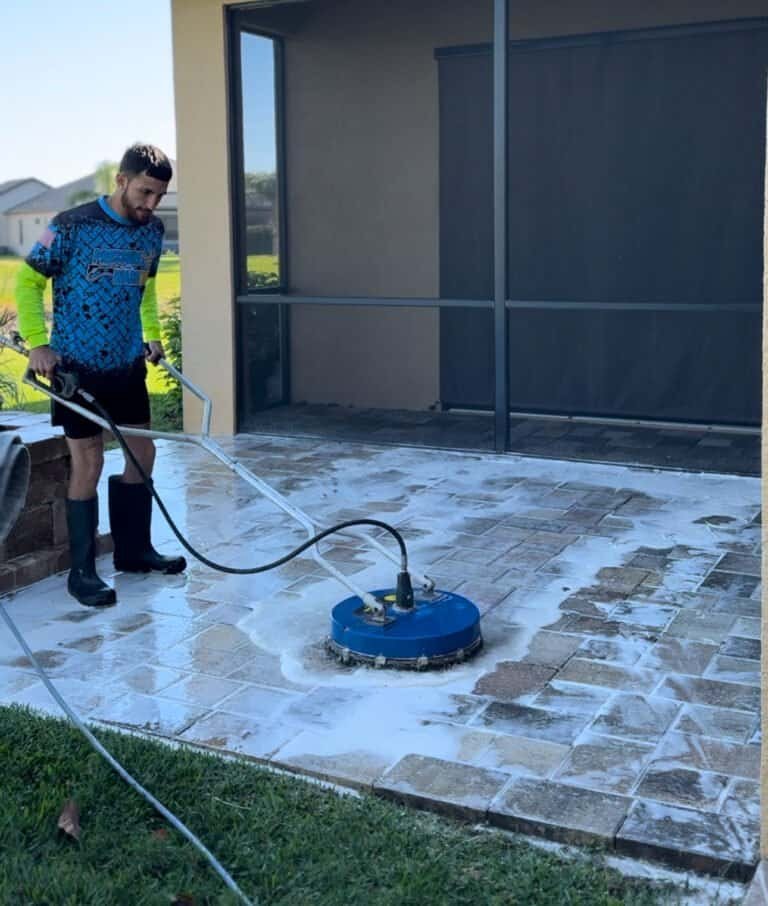 applying and cleaning brick pavers